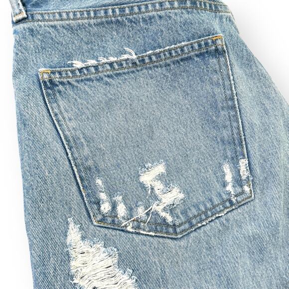 Agolde Light Blue Distressed Straight Leg Jeans - Picture 15 of 15